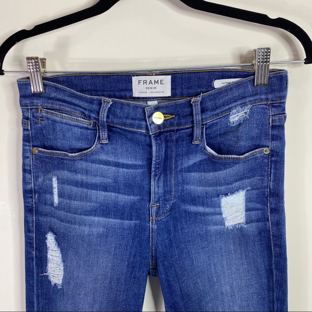 Frame Distressed Le High Skinny Jeans Size 26 - Picture 4 of 16